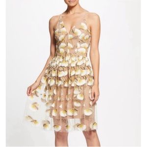 Dress the Population Betsy Dress in Sunflower/Nude